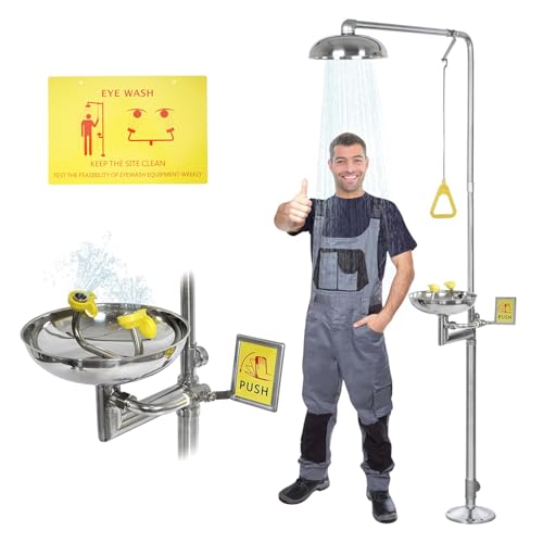 AIWFL 304 Stainless Steel Eye Wash Station Emergency Shower Eyewash Station