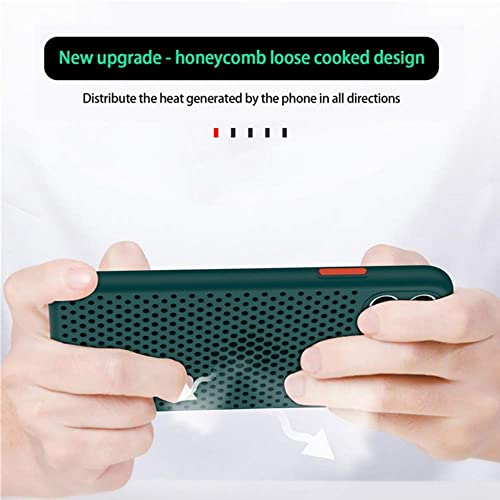 Image of Heat Dissipation Cover for iPhone, Ultra Slim Breathable Hollow Design, Full Camera Lens Protection Shockproof TPU Cooling Case (Mint Green,iPhone 15)