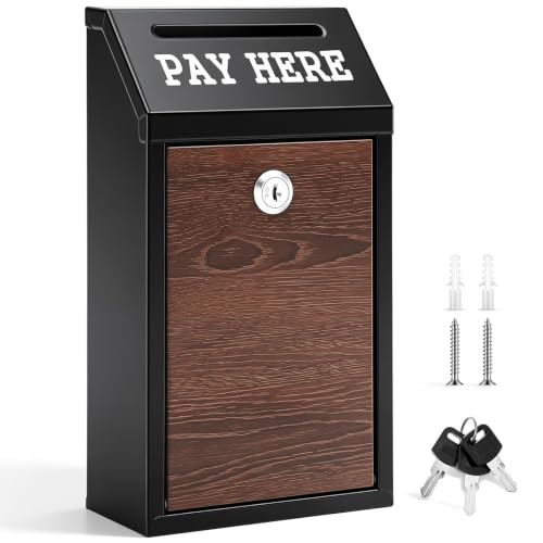 Yaocom Metal Money Cash Box,Walnut,10.2 X 5.7 X 2.8 Inch