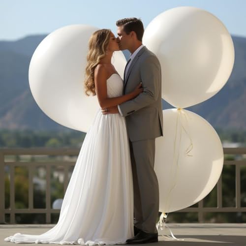 Image of 30 Pack White Balloons 36 Inch White Latex Large Balloon Bulk for Birthdays, Baby Showers, Weddings, Party Decorations