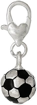 Miniatura 4 de Sexy Sparkles Colgante de abalorio Clip de pelota de fútbol, aleación de metal de zinc con cierre de langosta, compatible con pulseras y collares