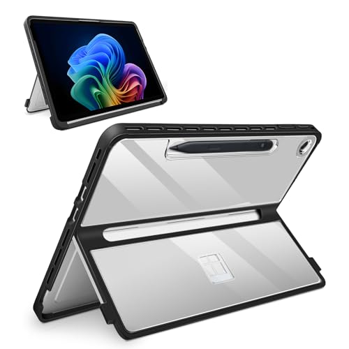 Étui Surface Pro 12 coque transparente antichoc avec support de stylet