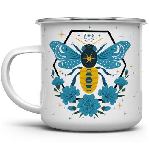 Taza de Camping Enamel Celestial Bee 12 oz miniatura 1