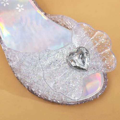 Princess Sandals for Toddler Costumes Jelly Shoes Girls Dress Flats Mary Jane Cosplay Birthday Party Frozen Inspired Elsa Dance Summer Beach Size 9 Snow Queen Glitter Soft4