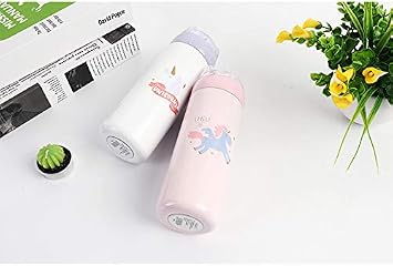 Unicorn Kid Water Bottle for School with Lid Sparkling Glitter Pony Bottle Stainless Steel Cup Vacuum Bottle Girl Birthday Gift (B pink unicorn, 330ml)