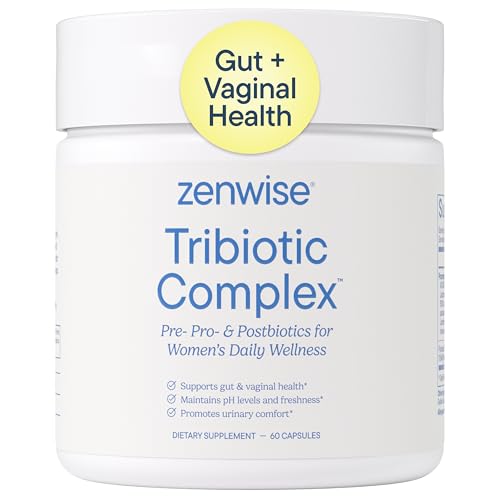 Zenwise Health Womens Tribiotic Complex Supplement for Digestive Gut Flora & Vaginal Health - Daily Probiotics for Women with Digestive Supports Bloating & Gas Relief - 60 Count