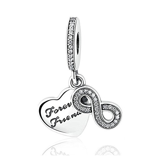 Romántico Amor fit Pandora Bracelets 2 PCS Best Friends BFF Dangle Charm Heart