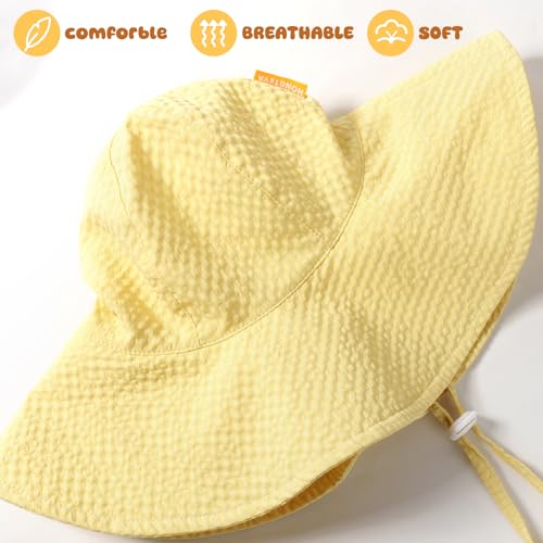 Image of HONGTEYA Baby Sun Hat Toddler Girl Beach Hat Sun Protection Adjustable Outdoor Summer Wide Brim Bucket Hat for Infant Kids