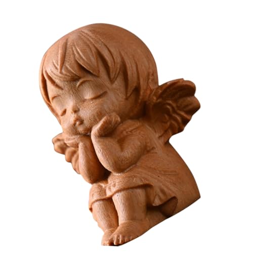Statue d'ange en bois pour décoration religieuse et sérénité du jardin