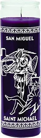 7 Day Glass Candle St Michael Purple