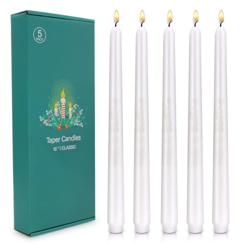 Bougies en forme de cône longue combustion 25,4 cm lot de 5 blanc