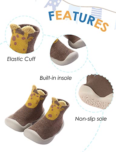 SEAUR 3 pares de meias antiderrapantes para bebês para caminhar, mocassins infantis, sapatos de berç