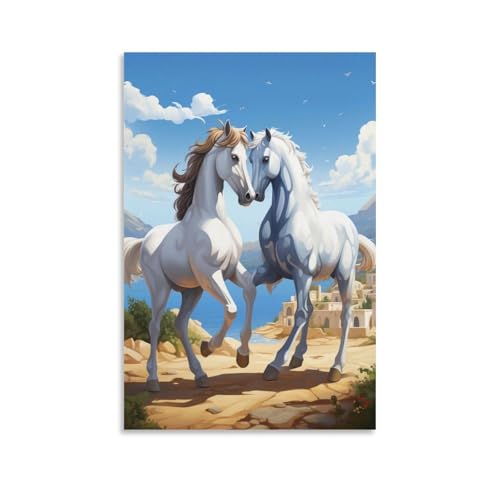 Peinture sur toile cheval finition mate décoration maison chic