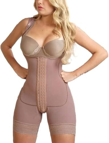 EDDGE Tummy Control Shapewear Slimming Fajas Lace Front Closure Hook-Eye Three-Breasted Front Closure Double Compression Garment (Color : A, Size : S)