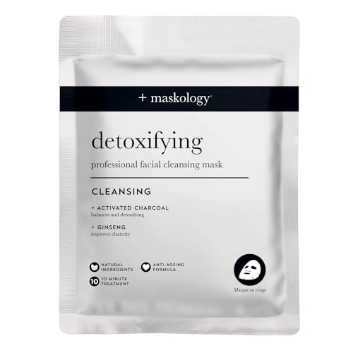 MASKOLOGY DETOXIFYING Professional Sheet Bubble Mask Pack of 1 | Charcoal Face Mask | Self-Foaming Face Sheet Mask Packs | 100% Plant Based | Bubble Sheet Mask |
