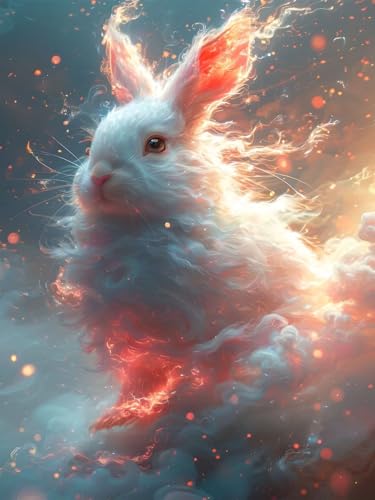 Diamond painting 5D complet avec strass cristal lapin nuage 40x50
