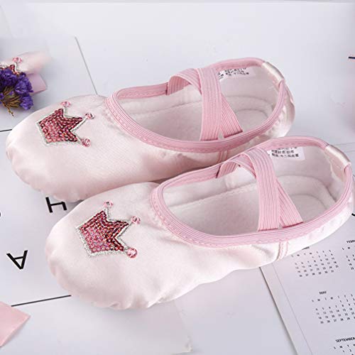 Happyyami 1 par de sapatilhas de balé de cetim para crianças pequenas, elásticas, sapatos de ioga, e