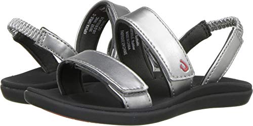 Olukai Kipuka Girl's Comfort Sandals Silver/dk Shadow - 5 M Us Big Kid