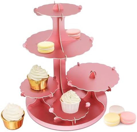 Pink Cupcake Stand Pink Cardboard Cupcake Stand, 2PCS Pink Cup