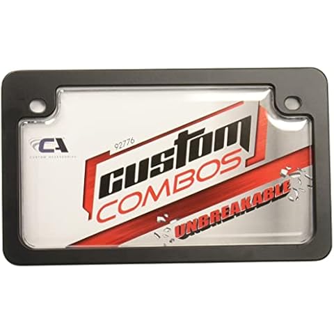 Custom Accessories 92776 Clear Unbreakable Motorcycle License Plate Shield and Frame Combo Cover