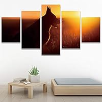 SIGNWIN 5 Panel Canvas Wall Art Modern Art Animals Colorful Decorative Elements Multicolor Photography Silhouette for Home Decorations Ready to Hang - 60