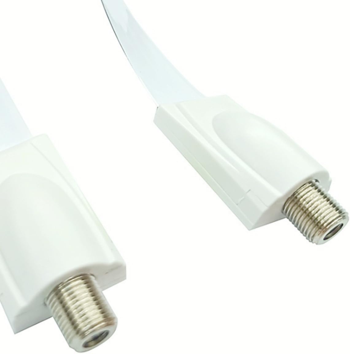 2pcs Extreme Slim F Female to Female Ultra Flat Ghost Wire RG6 Coax Jumper Cable for Window, Door (White)