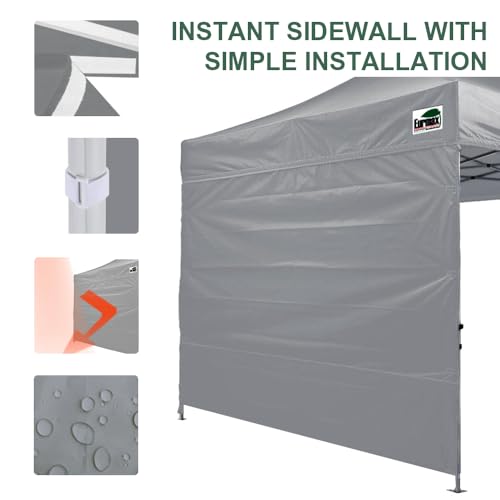 Image of Eurmax USA 10x6.4 Pop Up Canopy SunWall-UV Protection for Tents,Blocks Sunlight&Wind,Water Resistant Side Wall Only,Easy Hook & Loop Installation,Fit for 10FT Straight Leg Shelters&Gazebo,Grey