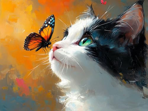 Diamond painting kit adulte débutant chat pour vaincre le stress par l'art thérapie