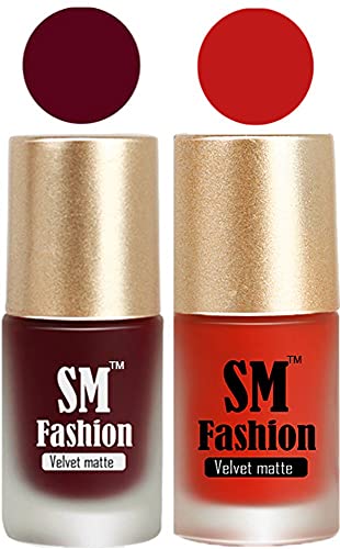 Image of Nail Polishes, Maroon-Orange Red Velvet Matte Nail Paint Combo Set of 2 Pcs 7ml each