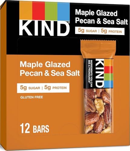 Nut Bars, Maple Glazed Pecan & Sea Salt, Healthy Snacks, Gluten Free, Low Sugar, 5g Protein, 12 Count