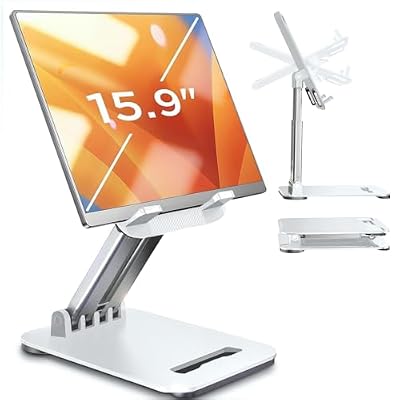 LISEN Tablet Stand for iPad Stand Holder Desk, Foldable Home Office Desk Accessories Travel for iPad Holder Dorm College Essentials Portable Monitor Stand Fits Tabs Kindle iPhone 4-15.9"
