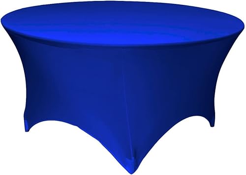 LA Linen Mantel redondo de elastano, 60 x 30 pulgadas, azul rey