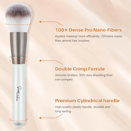 Makeup Brushes 15Pcs Makeup Kit, Start Makers Premium Synthetic Kabuki Foundation Powder Concealer Eyeshadow Blush Brushes Make up Brushes Set with 2pcs Blender Sponges & Mirror (Grey) - Image 6