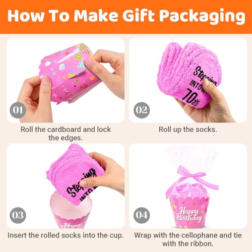 Image of HAPPYPOP Birthday Gifts for Senior Women - Fuzzy Socks for 40 60 70 Year Old