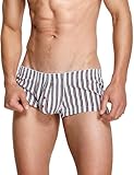 Men Striped Casual Beach Shorts Loose Elastic Waist Boxer Briefs Bulge Underwear Printed Low Rise Trucks Stretch Breathable Pajamas Bottom White XL