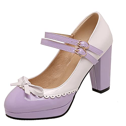 Image of MEOTINA Cute Bow Heels Mary Janes Shoes Women Dress Platform Strappy High Heels Kawaii Shoes
