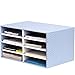 Bankers Box Sortierstation für den Schreibtisch, aus 100% recycelter Wellpappe, schneller Aufbau dank Fastfold, stabil stapelbar, Farbe: blau/weiß, 1 Stück