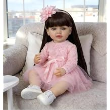 iCradle Lovely Reborn Baby Doll Girl 22 inch 55 cm Full Body Vinyl Poseable Realistic Baby Dolls Long Hair that Look Real Newborn Baby Doll Toy for Kids Ages 3+
