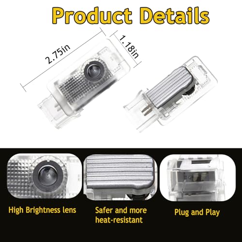4 Piezas Lámparas LED con Proyector Logo para Puertas de Auto miniatura 3