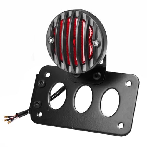 Feu arrière moto rond métal noir phare stop universel Bobber Chopper