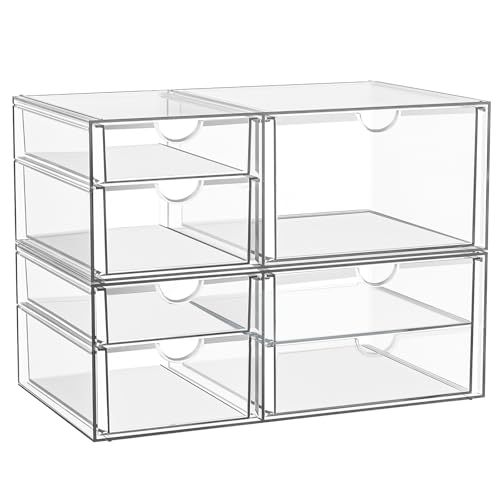 StowBin Schreibtisch-Organizer mit 7-Schubladen, 2er Stück Schubladenbox, Durchsichtige Acryl Büro Organizer, Make-up-Organisator, Aufbewahrung für Bürobedarf, Schmuck, Stifte & Schreibwaren