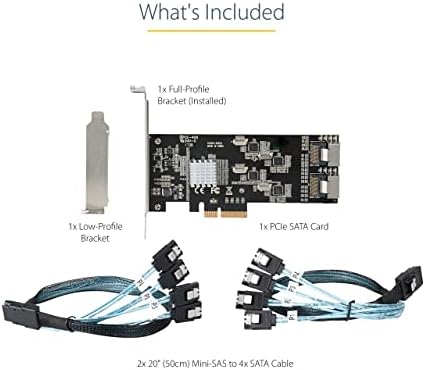 StarTech.com 8 Port SATA PCIe Card - PCI Express 6Gbps SATA Expansion Adapter Card with 4 Host Controllers - SATA PCIe Controller Card - PCI-e x4 Gen 2 to SATA III - SATA HDD/SSD (8P6G-PCIE-SATA-CARD)