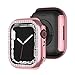 Produktbild Gehäuse Kompatibel mit Apple Watch Series 7 41mm, Schutzhülle mit Strass Schutzfolie PC Hart Case Kratzfest Stoßfeste Hülle Smart-Watch Case Cover Schutz Abdeckung Zubehör (Rosa)