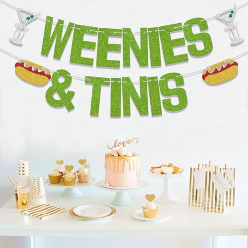 Image of Weenies & Tinis Banner,Martini Bar Party Decorations,Hot Dog Martini Bar,Martini Themed Bachelorette Party Decorations Supply Green