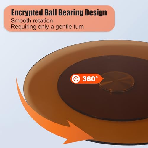 ガラス製回転テーブル 60/80/100 cm – 円卓用ターンテーブル, 回転サービスプレート, ファミリーディナーのセンターピース, Lazy Susan(Brown,80cm(32in)) [3]