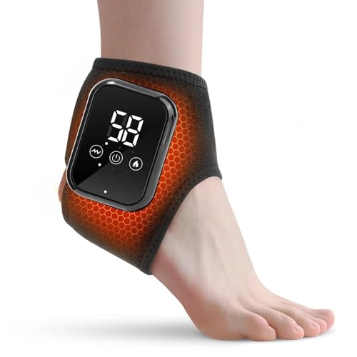 GVMSOR Cordless Ankle Massager for Pain Relief Rechargeable Ankle Heating Pad with Massage 3 Vibration and Heating Modes Auto Shut Off 1PC