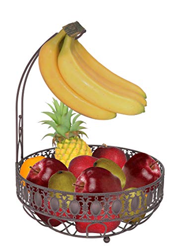 Rosyline Fruit Basket Bowl, With Banana Hanger Suitable For Kitchen, Dining Table Decoration And Storage (Brown) #TOP23
