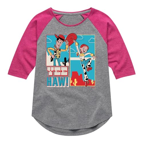 Disney - Toy Story 4 - Woody and Jessie - Toddler & Youth Girls Raglan Graphic T-Shirt