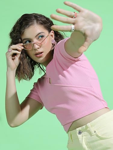 Image of Tokyo Talkies Women's Short Sleeves Round Neck Solid Tops| Stylish | Casual Wear