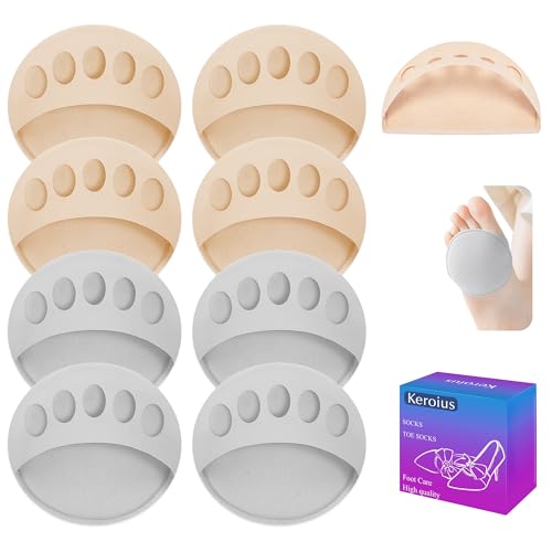 Image of 4 Pairs Honeycomb Fabric Forefoot Pads Women High Heels Invisible Socks High Heel Comfort Pads for Relieving Foot (2Gray 2Beige)